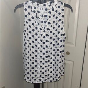 41 Hawthorn White and Blue Polka Dot Blouse